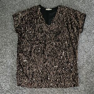 Together Black and Gold Sequin Shift Mini Dress
